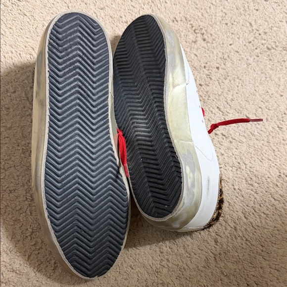 Golden Goose White Sneakers with Red Laces and Black Stars - Picture 6 of 6